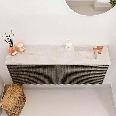 Mondiaz JOYA-DLUX 100cm toiletmeubel - kleur Shadow - Wastafel FAYE positie Rechts 1 kraangat kleur Ostra. SW1423026