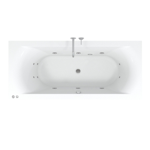 Riho Easypool 3.1 Lima baignoire balnéo droite 180x80cm hydro 6+4+2 commande pneumatique pieds et bonde inclus blancs SW699380