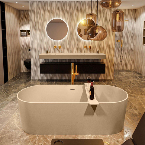 MONDIAZ ROCK Baignoire îlot - 170x70cm - couleur Plata / Talc SW1015106