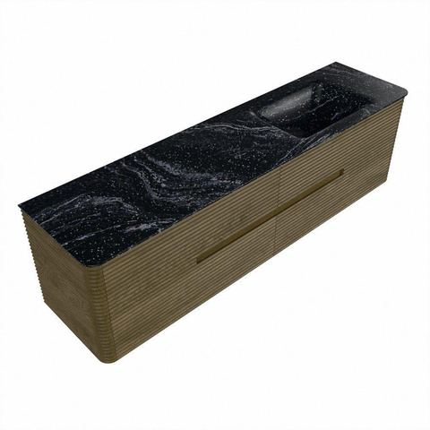 Mondiaz CIRO-DLUX Ensemble de meubles de salle de bains - 180x45x50cm - Plan vasque solid surface Lava - 1 lavabo à droite - 1 trou de robinet - 4 tiroirs - Dusk SW1533063