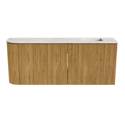 Mondiaz JOYA-DLUX 101.6cm toiletmeubel - ronding links kleur Oak - Wastafel FAYE positie Rechts 1 kraangat kleur Ostra. SW1422241