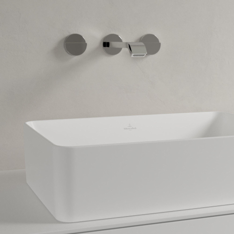 Villeroy & Boch Collaro opzetwastafel rechthoekig - 56x36cm - zonder overloop - zonder kraangat CeramicPlus - Stone White (mat wit) SW336072
