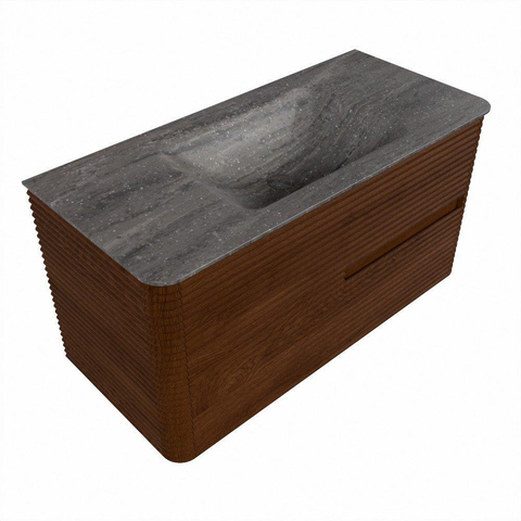 Mondiaz CIRO-DLUX Ensemble de meubles de salle de bains - 100x45x50cm - vasque en solid surface Oza - 1 bassin au milieu - 1 trou de robinet - 2 tiroirs - Ruby SW1532082
