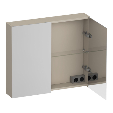 BRAUER Impress spiegelkast – 80x70x15 cm – 2 deuren, dubbelzijdige spiegeldeuren – Beige mat SW1199042