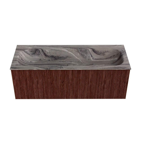 MONDIAZ KURVE-DLUX Meuble de salle de bains 120cm couleur Ruby avec 1 tiroir et 0 portes. Lavabo BIG LARGE Central sans trou de robinet Sombra. SW1433969