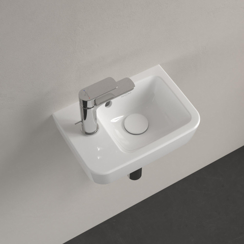 Villeroy & Boch O.novo fontein - 1 kraangat links - met overloop - 36x25cm - White Alpine (glans wit) SW445848