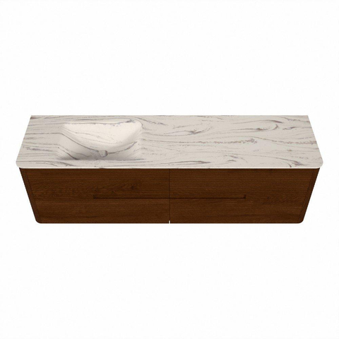 Mondiaz CIRO-DLUX Ensemble de meuble de salle de bains - 170x45x50cm - Plan vasque solid surface Nata - 1 vasque à gauche - 1 trou de robinet - 4 tiroirs - Ruby SW1532107
