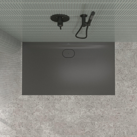 Villeroy & Boch Ecora douchebak - 140x80x3.5cm - afvoer lange zijde - anthracite (antraciet) SW1558949