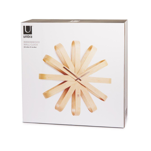 Horloge murale Umbra Ribbonwood 51x51x10cm en bois d'Aspen naturel SW539254