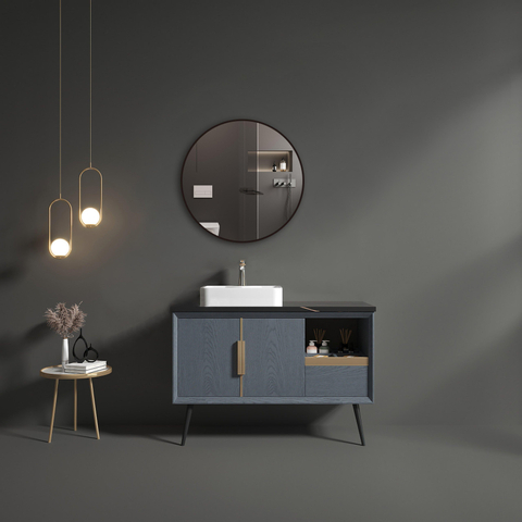 Saniclass Retro Line miroir – Ø 80 cm – Noir mat SW643425