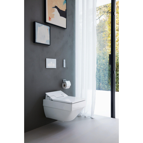 Duravit Karree Closetrolhouder - met klep - hoogglans chroom SW55120