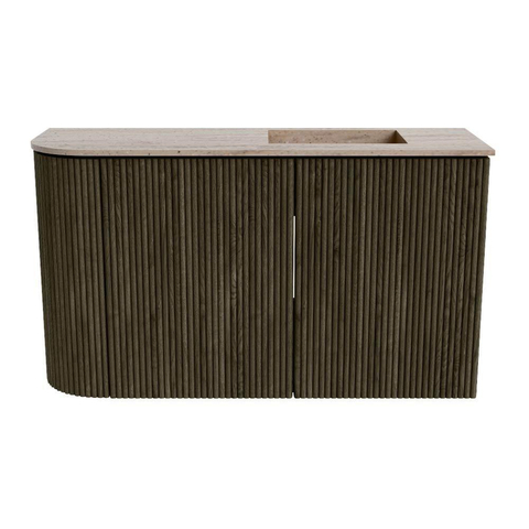 Mondiaz JOYA-DLUX Meuble WC 71,6 cm - arrondi à gauche couleur Shadow - Lavabo FAYE position à droite sans trou de robinet couleur Saba. SW1425135