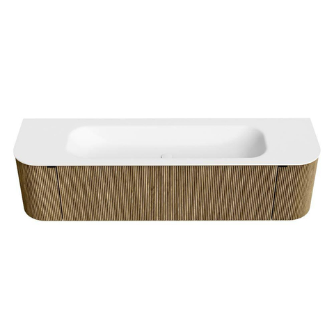 Mondiaz KURVE Ensemble de meuble de salle de bains - 170x46x40cm - 1 tiroir - 2 portes - lavabo solid surface - central - sans trou de robinet - Dusk SW1414809