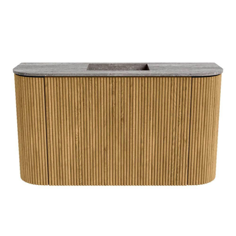 Mondiaz JOYA-DLUX 73.2cm meuble de toilettes - arrondi à gauche et à droite couleur Chêne - Lavabo FAYE position Milieu Sans trou de robinet couleur Oza. SW1424150