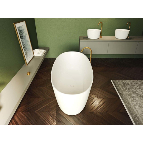 Riho Oval baignoire autoportante - 175x80cm - solid surface - incl. siège - incl. coussin dappui-tête - blanc mat SW1437510