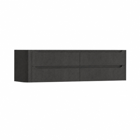 H&R Badmeubelen Juice Wastafelonderkast - 180x45x50cm - linkerhoek afgerond - 4 lades - geïntegreerde greep - basalt SW1491435
