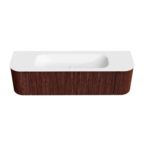 Mondiaz KURVE Badkamermeubelset - 160x46x40cm - 1 lade - 2 deuren - wastafel solid surface - midden - 1 kraangat - Ruby SW1415293