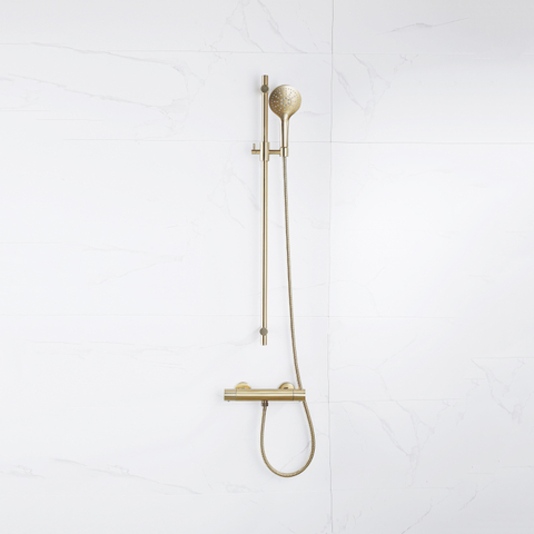 Fortifura Calvi Handdouche - diameter 12cm - rond - 3 standen - PVD - geborsteld messing (goud) SW799449