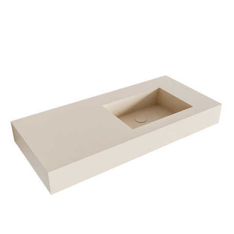Mondiaz EDGE wastafel - 100x46x12cm - wasbak rechts - zonder kraangat - linen (wit) SW428654