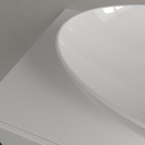 Villeroy & Boch Loop & Friends opzetwastafel - 56x38cm - zonder kraangat - met overloop - White Alpine (glans wit) SW644108