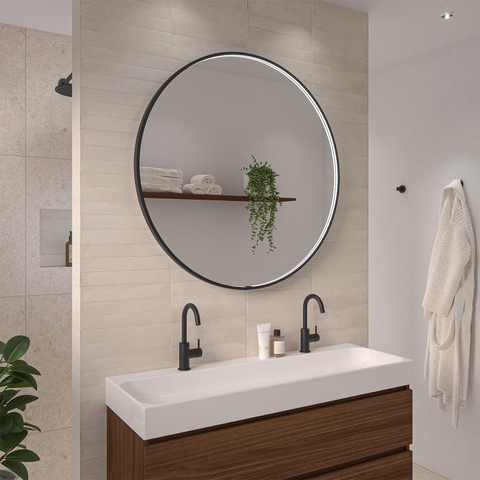 INK SP24 miroir – Ø 100 cm – LED indirecte – chauffage de miroir – Noir mat SW693047