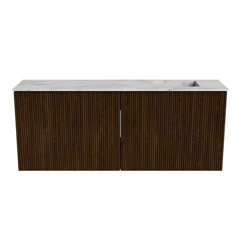 Mondiaz JOYA-DLUX 100cm meuble de salle de bains - couleur Walnut - Vasque FAYE position Droite 1 trou de robinet couleur Glace. SW1422382