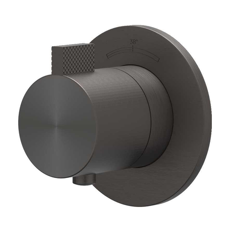 IVY Tribe Partie apparente - pour mitigeur thermostatique encastré - symmetry - rosace ronde - inox 316 - noir carbone brossé PVD SW1030960