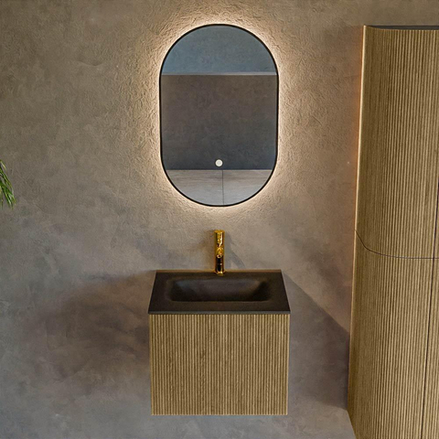 Mondiaz KURVE Ensemble de meuble de salle de bains - 50x46x40cm - 1 tiroir - lavabo solid surface - central - 1 trou de robinet - Dusk SW1415078