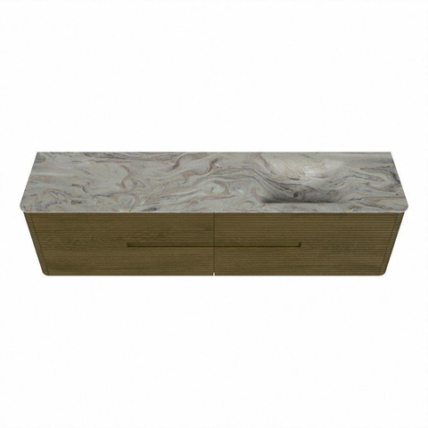 Mondiaz CIRO-DLUX Ensemble de meubles de salle de bains - 190x45x50cm - Plan-vasque solid surface Glace - 1 lavabo à droite - 1 trou de robinet - 4 tiroirs - Dusk SW1533014