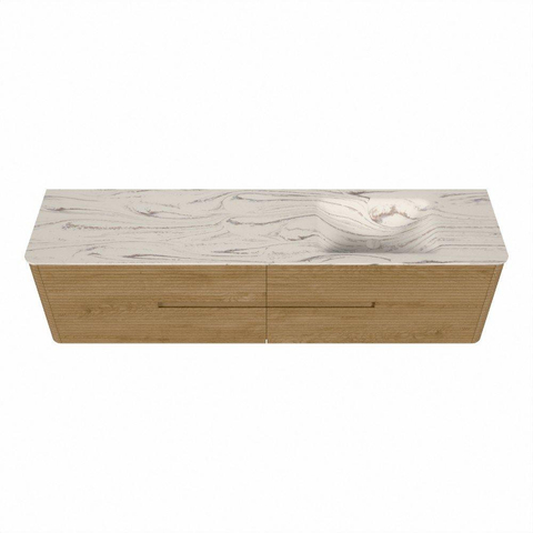 Mondiaz CIRO-DLUX Badkamermeubelset - 190x45x50cm - Solid surface wastafel Nata - 1 wasbak Rechts - zonder kraangaten - 4 lades - Oak SW1531487