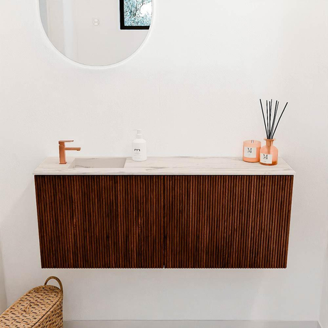 Mondiaz JOYA-DLUX 100cm meuble de toilette - couleur Ruby - Vasque FAYE position Gauche 1 trou de robinet couleur Nata. SW1425438