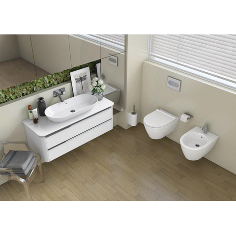 Sanindusa Sanlife WC suspendu – Rimflush sans bride – profondeur 56 cm – blanc brillant SW96855