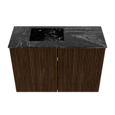 Mondiaz JOYA-DLUX 60cm meuble de salle de bains - couleur Walnut - Vasque FAYE position Gauche 1 trou de robinet couleur Lava. SW1422417