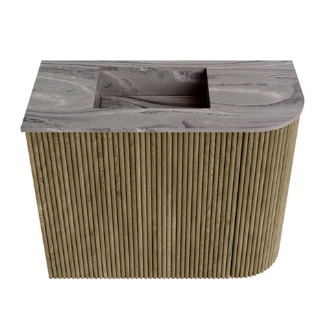 Mondiaz JOYA-DLUX Meuble de toilette 51,6cm - arrondi droit couleur Dusk - Vasque FAYE position Gauche Sans trou de robinet couleur Sombra. SW1426150