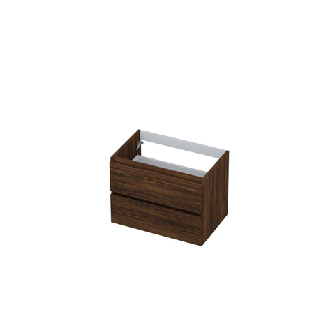INK Wastafelonderkast - 140x52x45cm - 4 lades - softclose - met houten keerlijst - MFC - Koper eiken - inclusief INK united wastafel - 2 kraangaten - 2 wasbakken - licht beschadigd - OUTLET UDEN STORE44710