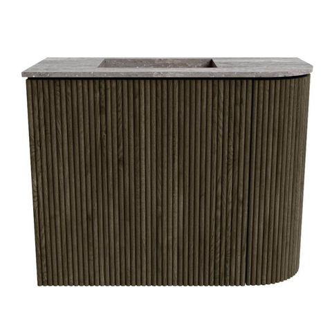 Mondiaz JOYA-DLUX Meuble de toilette - 51,6cm - arrondi droit couleur Shadow - Vasque FAYE position Gauche Sans trou de robinet couleur Oza SW1425061