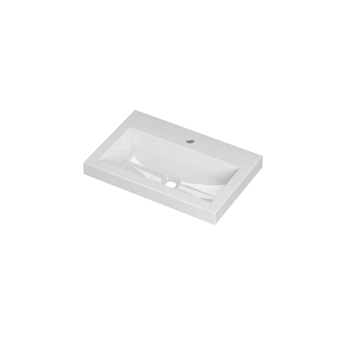Ink Roots lavabo - 60x40x6cm - 1 trou de robinet - blanc brillant SW439531