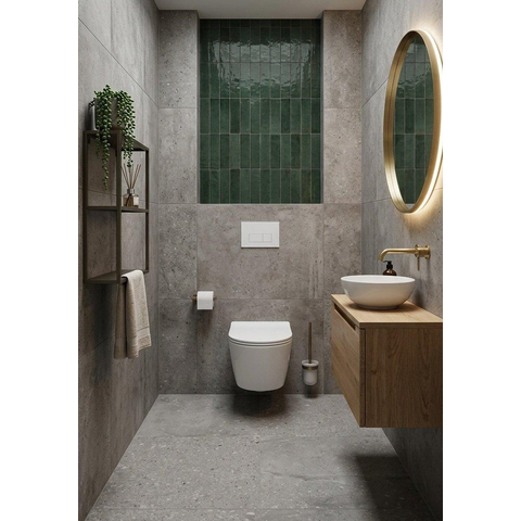 QeramiQ Dely Toiletset - 36.3x51.7cm - diepspoel - rimless - Inbouwreservoir met Geberit UP320 spoelmechanisme - softclose toiletzitting - glans witte bedieningsplaat - rechtehoekige knoppen - wit glans SW1413225