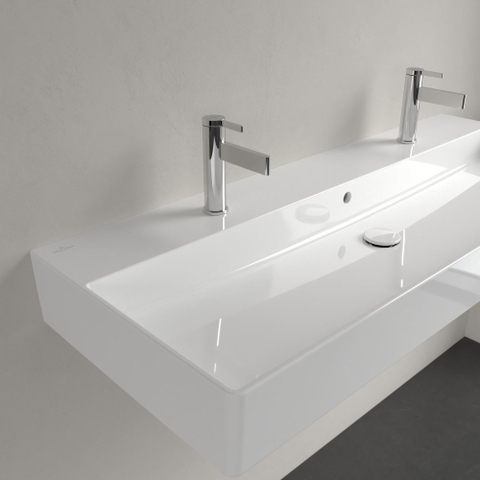 Villeroy & Boch memento 2.0 wastafel onderzijde - geslepen - 120x47cm - met overloop - 2 kraangaten CeramicPlus - White Alpine (glans wit) SW336067