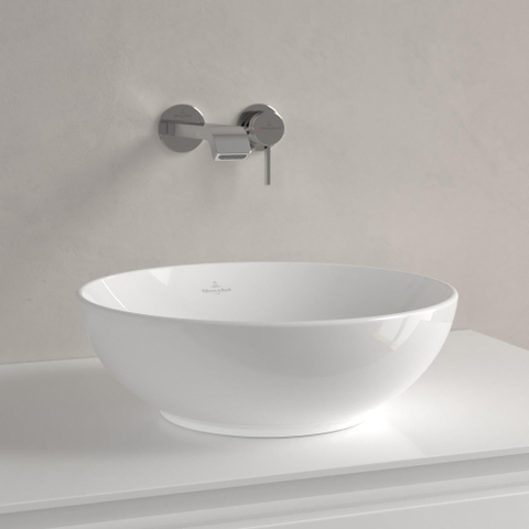 Villeroy & Boch Loop & Friends opzetwastafel - 38x38cm - zonder kraangat - met overloop - White Alpine (glans wit) SW644095