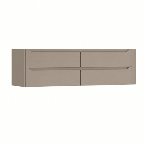 H&R Badmeubelen Juice Wastafelonderkast - 180x45x50cm - rechterhoek afgerond - 4 lades - geïntegreerde greep - Olive SW1491410