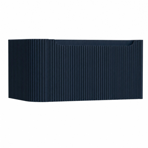 H&R Badmeubelen Juice Wastafelonderkast - 80x45x40cm - linkerhoek afgerond - 3D-front - 1 lade - geïntegreerde greep - blue oak SW1259647