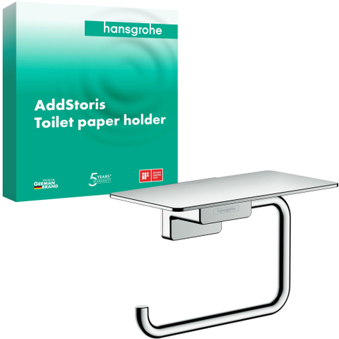 Hansgrohe AddStoris Q closetrolhouder - met planchet - hoogglans chroom SW651244