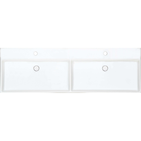 INK United lavabo Porcelaine 120x11x45cm avec 2 trous de robinet et bonde click clac en porcelaine et trop-plein caché blanc brillant SW207348
