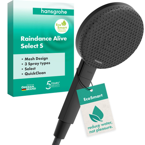 Hansgrohe Raindance Alive Select S - handdouche 125 - 3jet - ecosmart - mat zwart SW1388101