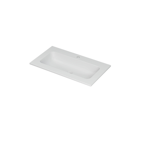 Ink Aspekt wastafel - 80x45x1.5cm - enkele wasbak - 1 kraangat - mat wit SW439652