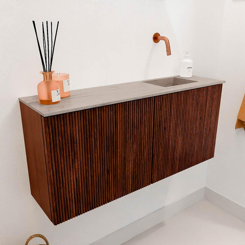 Mondiaz JOYA-DLUX Meuble de salle de bains 90cm - couleur Ruby - Vasque FAYE position Droite Sans trou de robinet couleur Saba SW1425593