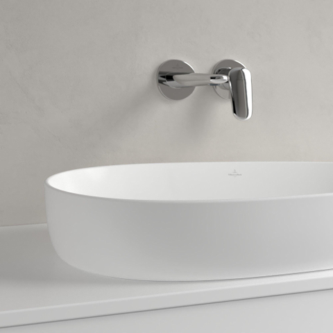 Villeroy & Boch Antao Waskom - 65x40x14.6cm asymmetrisch - zonder overloop - Stone White (mat wit) SW917843