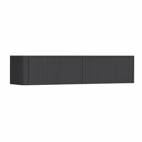 H&R Badmeubelen Juice Wastafelonderkast - 180x45x40cm - linkerhoek afgerond - 3D-front - 2 lades - geïntegreerde greep - antraciet mat SW1260452