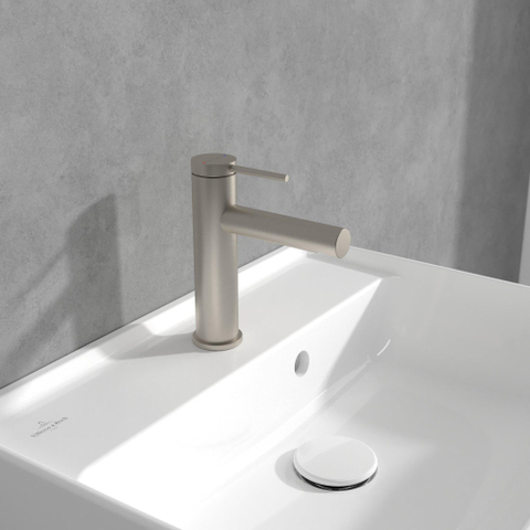 Villeroy & Boch Loop & Friends 1 greeps wastafelkraan - zonder waste - Brushed Nickel black (rvs) SW974143
